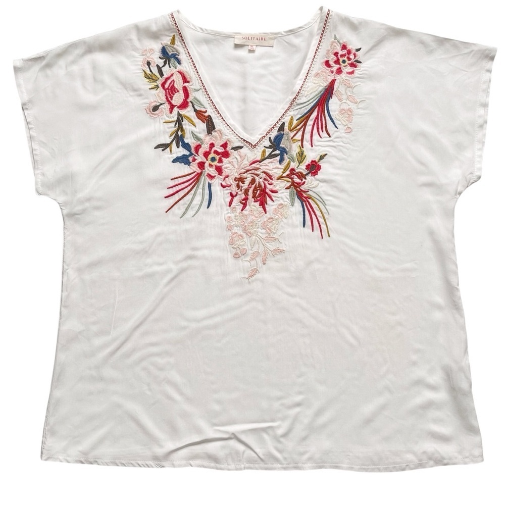 Solitaire Embroidered Swim Coverup Tunic Top XL